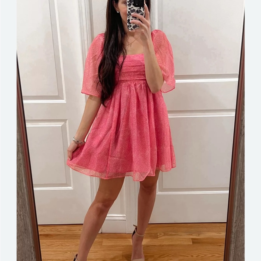Abercrombie & Fitch Pink Puff Sleeve Sundress - Picture 2 of 5